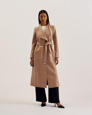 Manteau Ted Baker Longline Wool Wrap Marron Femme | ESC-17594470